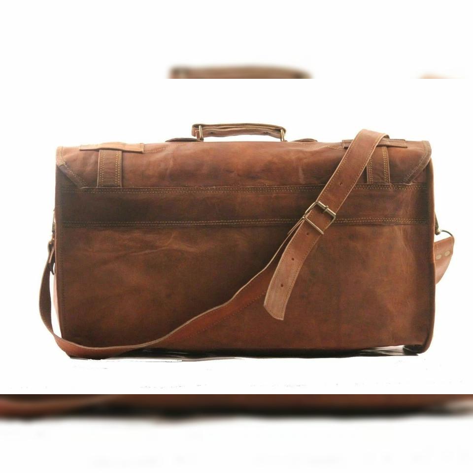 Luggage Duffel Slim Bag New Men's Brown Vintage Genuine Leather Goat Hide Travel