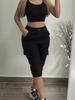 2024 Women's Tropical Slimming Solid Color Casual Tie Waist Pants with Patch Pockets