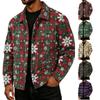 Giacca da Uomo in Velluto a Coste Vestibilità Larga Casual Manica Lunga Collo a Revers Top con Stampa Natalizia per Autunno e Inverno
