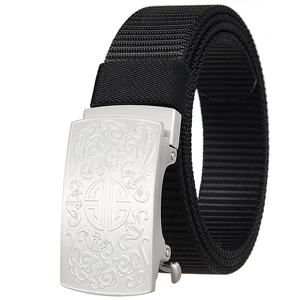 3.5Cm Nylon Braided Belt For Men, Button Head Closure Toothless Stainless Steel Buckle Ly36-61927-3