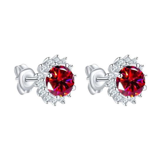 

1 Pair Stud Earrings Sunflower Shape Cubic Zirconia Inlaid Ear Studs Women Geometric Earrings Jewelry Gift красный