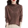 Women's Fashion Long Sleeve Double-Sided Velvet Floral Print Base Layer Shirt Half High Neck Warm T-Shirt Top
