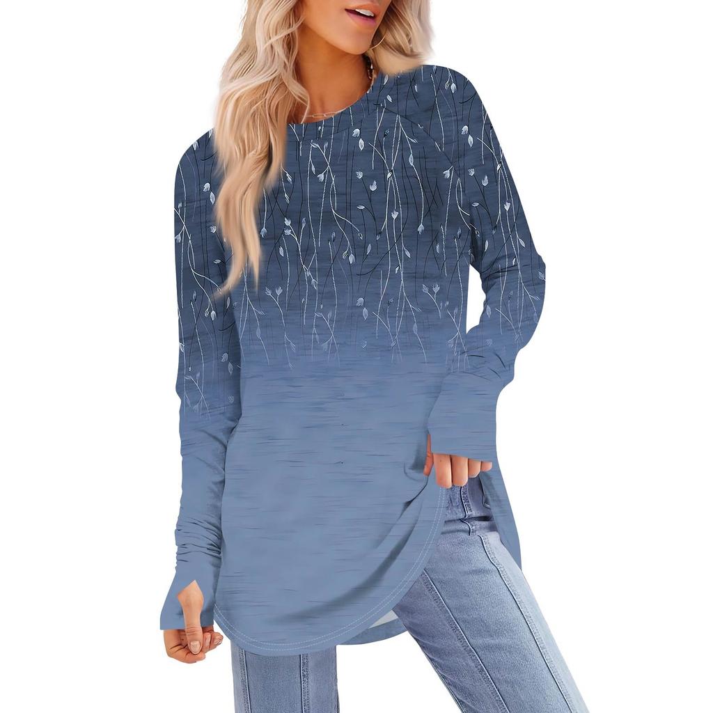 Dam Oversized Sweatshirt Grafisk Tröja Långärmad Nedhasad Axel Rundhalsad Skjorta Toppar Vintage Kläder