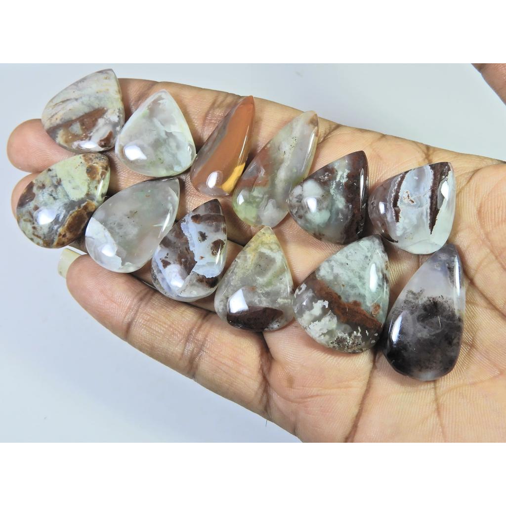 280Cts. Natural Chrysoprase Pear Shape Cabachon Loose Gemstone 12 Pcs Lot C-2579
