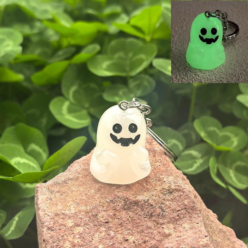 Halloween Luminous Ghost Keychain Halloween Decoration Party Accessories Mini Resin Ghost Pumpkin Keyring Backpack Pendant Gift
