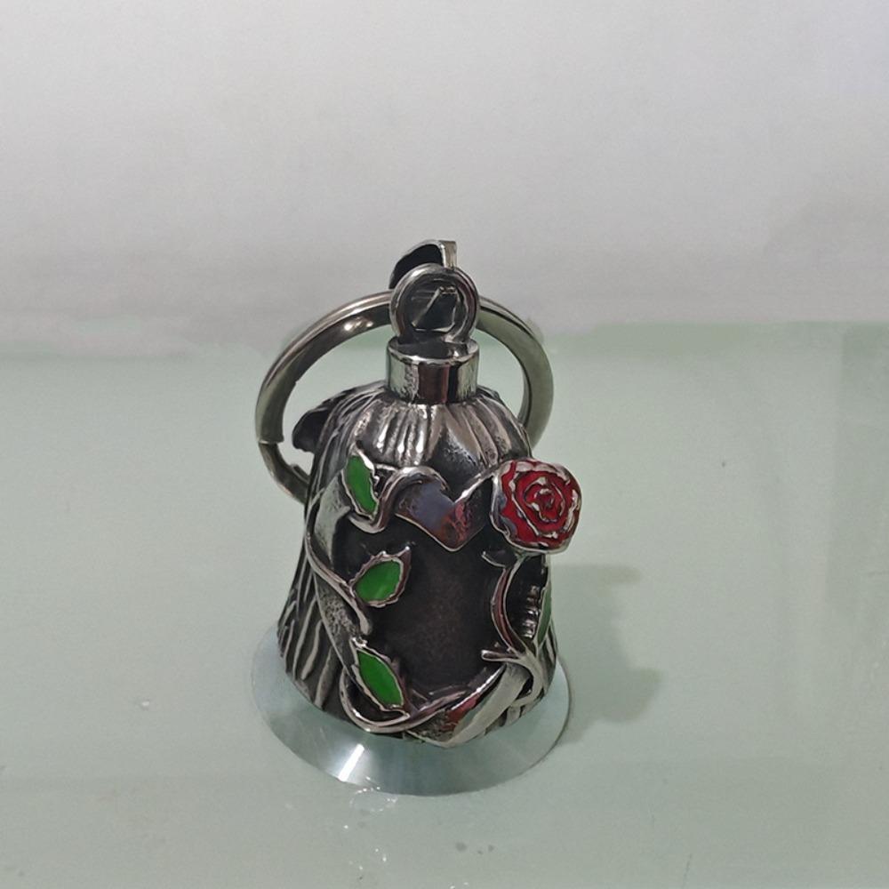 

3D Design Biker Good Luck Charm Rose Design Riding Bell Pendant Daily Wear 1