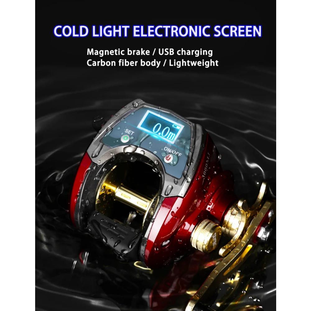MJ3000 Electric Line Count Fishing Wheel 20 Kg Drag Power Digital Display Built-in Lithium Battery Sea Fishing Baitcasting Reel