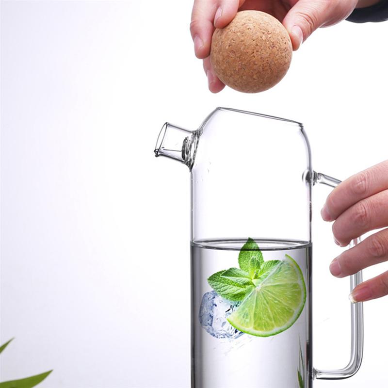1pc Cork Glass Tea Kettle Thick Glass Teapot Juice Jar Tea Pitcher for Home Use