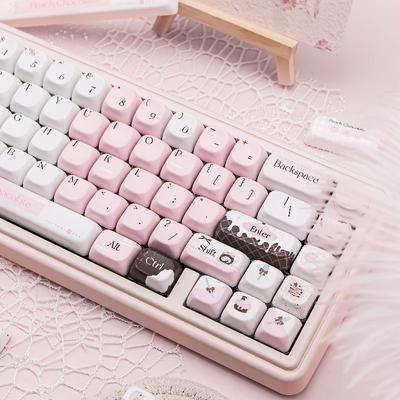 Pink Chocolate Theme Keycaps Set PBT Sublimation Keyboard Caps Customized FOA Cherry Profile Keycaps for Mechanical Keyboard