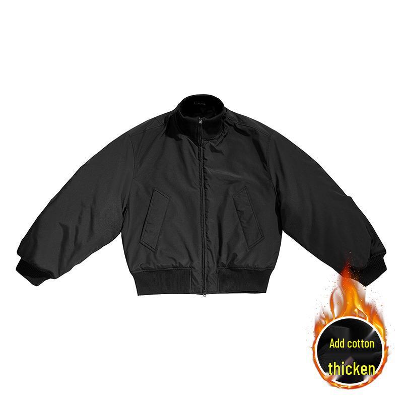 Men's American Style CleanFit Stand Collar Winter Jacket - Thickened, Boxy, Three-Proof Design