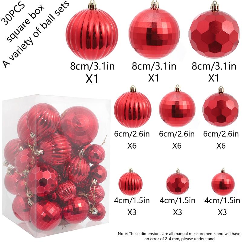 1box 4/6/8cm Christmas Decoration Shatterproof Plastic Christmas Ball Xmas Tree Hanging ornaments for Home Party Holiday Navidad