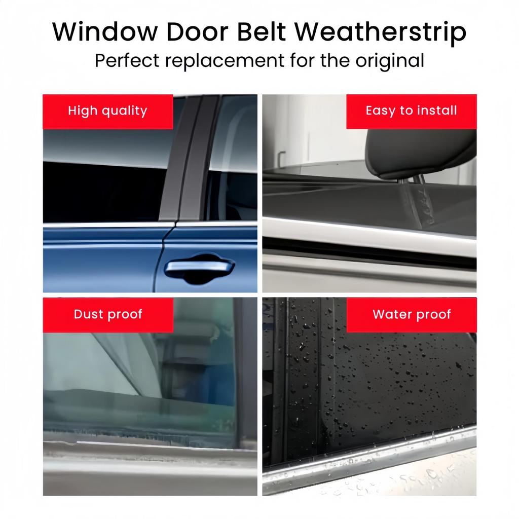 Mitsubishi Lancer 1995-2000 Window Trim: Water-Blocking Sealing Wiper Strips & Outer Glass Pressure Strips