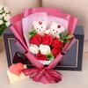 7 Roses Flower Bouquet Floral Arrangement Art Craft Valentines Day Decor Scented for Indoor Outdoor