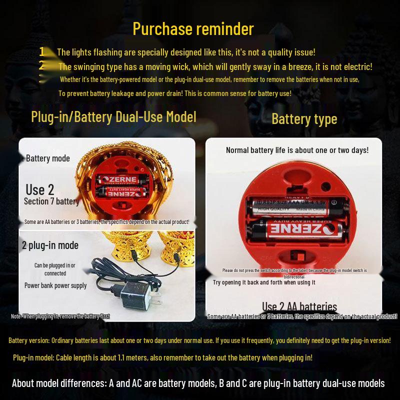 Dual-Use LED Incense & Candle Holder for Ancestor Worship (Battery-Free)