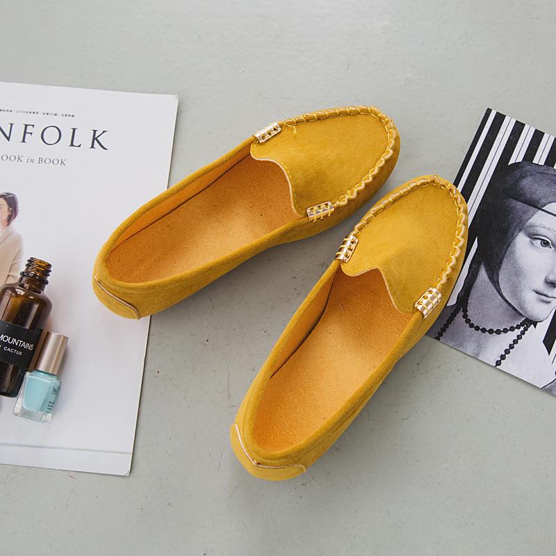 Spring and autumn shallow beanie shoes, flat-heeled single shoes, slip-on shoes, plus-size shoes 35