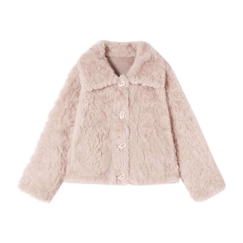 Xiangying Women s Faux Fur Turn-Down Collar Short Jacket XL