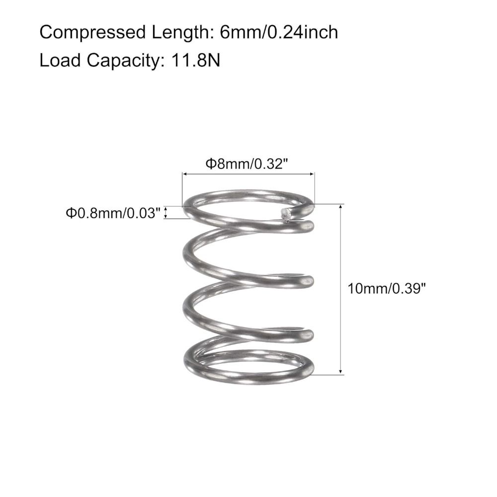 10Pcs 0.8mm Wire Size Compression Spring Stainless Steel Extended Compressed Springs  Home Projects