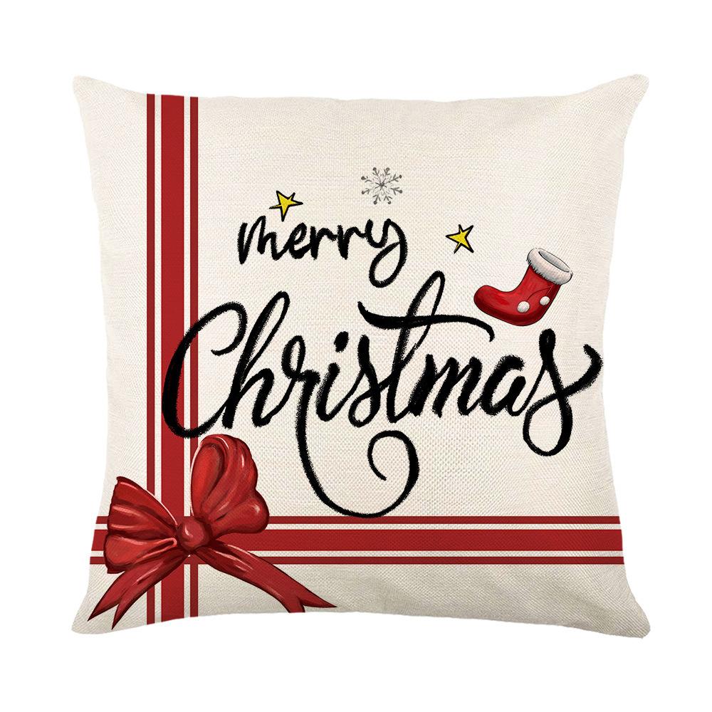 New Christmas Pillow Case Black and White Striped Letter Printed Polyester Home Living Room Sofa Cushion