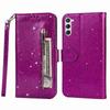For Samsung Galaxy S24 Case Glittery Phone Wallet Cover with Zipper Pocket