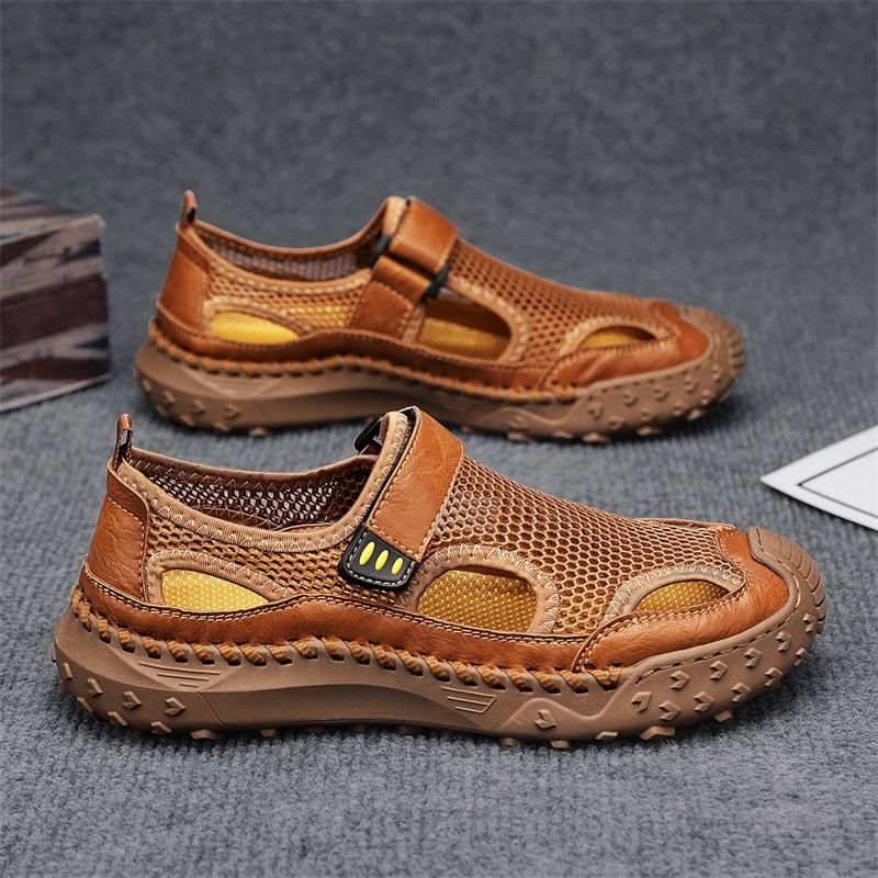 Summer Men Sandals Genuine Leather Mens Casual Shoes Outdoor Men Leather Sandals for Men Beach Shoes Roman Mens Shoes