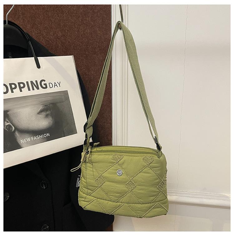  Winter Women's Space Cotton Rhombus Pattern Lightweight Casual Large Capacity Crossbody Shoulder Bag