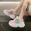 Fashion 8.5CM Wedges Leather Sneakers Women New Autumn Fashion Hidden Heels Sports Dad Shoes Thick Sole Platform Chunky Sneakers Spring