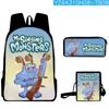 Classic Popular my singing monsters 3D Print 3pcs/Set School Bags Laptop Daypack Backpack Inclined shoulder bag Pencil Case