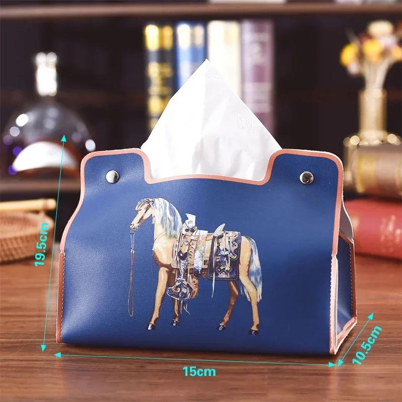 Multifunktionaler Auto Vintage PU Leder Taschentuchhalter, Retro Stil Desktop Serviettenbox mit Kosmetik Aufbewahrungsorganizer