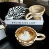 Shann Retro Checkerboard Coffee Cup Wind Niche Couple Household Mug Household Ceramic Water Cup