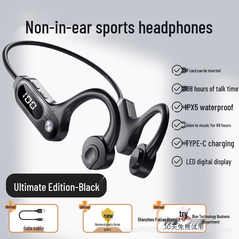 Universal Waterproof Bone Conduction Bluetooth Earphones: Over-Ear, Painless, Sweatproof, for Business and Running
