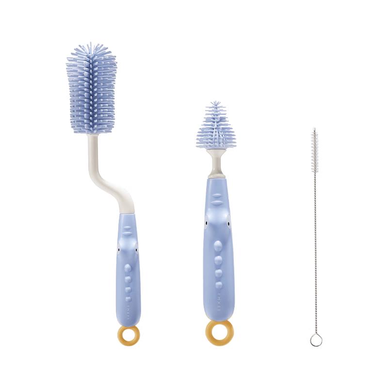 EMXEE Silicone Baby Bottle & Nipple Cleaning Brush Set