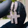 Huitan Dazzling Cross Pendant Earrings for Unisex Stylish Male Hiphop Accessories with Bright Zirconia Luxury Jewelry for Women