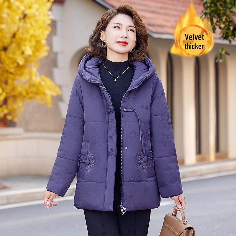 

Women s Fleece-Lined Cotton Jacket for Middle-Aged & Elderly - Winter Warmth 5XL (Recommended for 155-165 lbs)