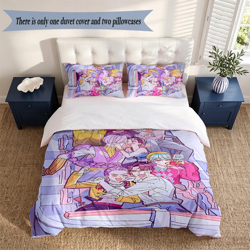 HUNTRIX 3‑Piece Bedding Set Soft Microfiber Duvet Cover Pillowcases Comfortable Bed Linen for Bedroom Decoration