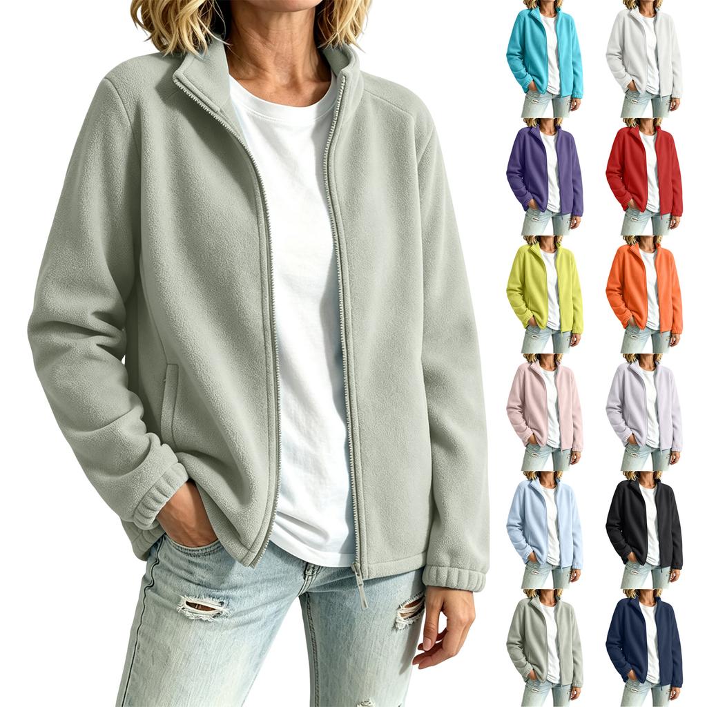 Women's Long Sleeve Jacket with Pockets and Zipper