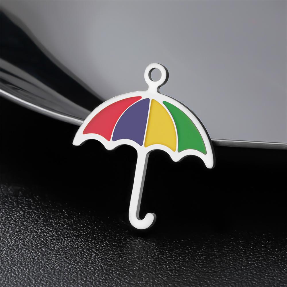 5 Pcs Colorful Umbrella Charms Enamel Stainless Steel Pendants for Necklace Bracelets Charm DIY Jewelry Making Gifts Handmade