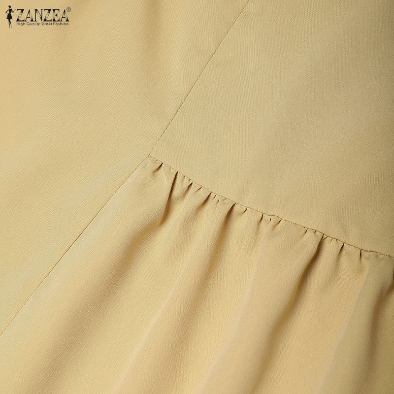 ZANZEA Women Casual Round Neck Short Sleeve Dress