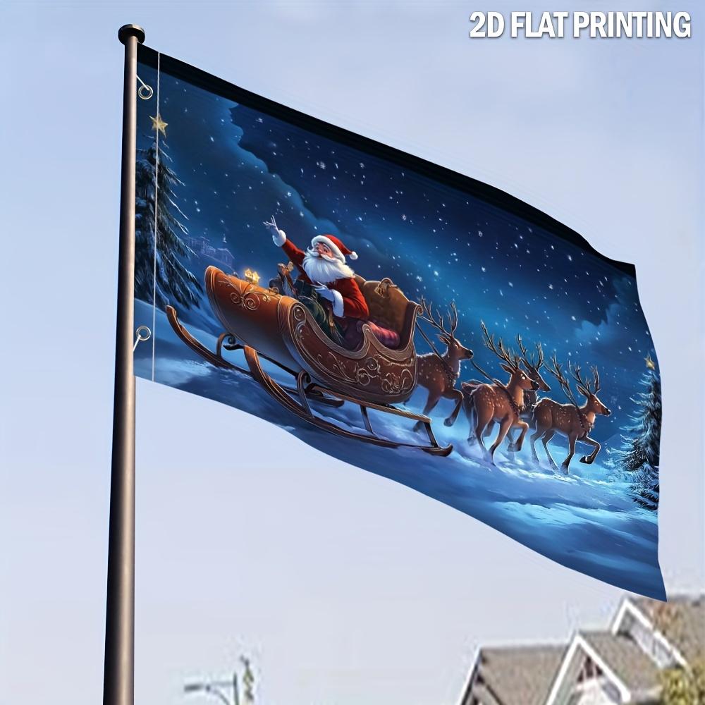 2D Flat - 2D Printing Garden Flag Merry Christmas Santa Claus And Reindeer Celebration Yard Flag - Durable Polyester, Double-Sided Print, Weather-Resi