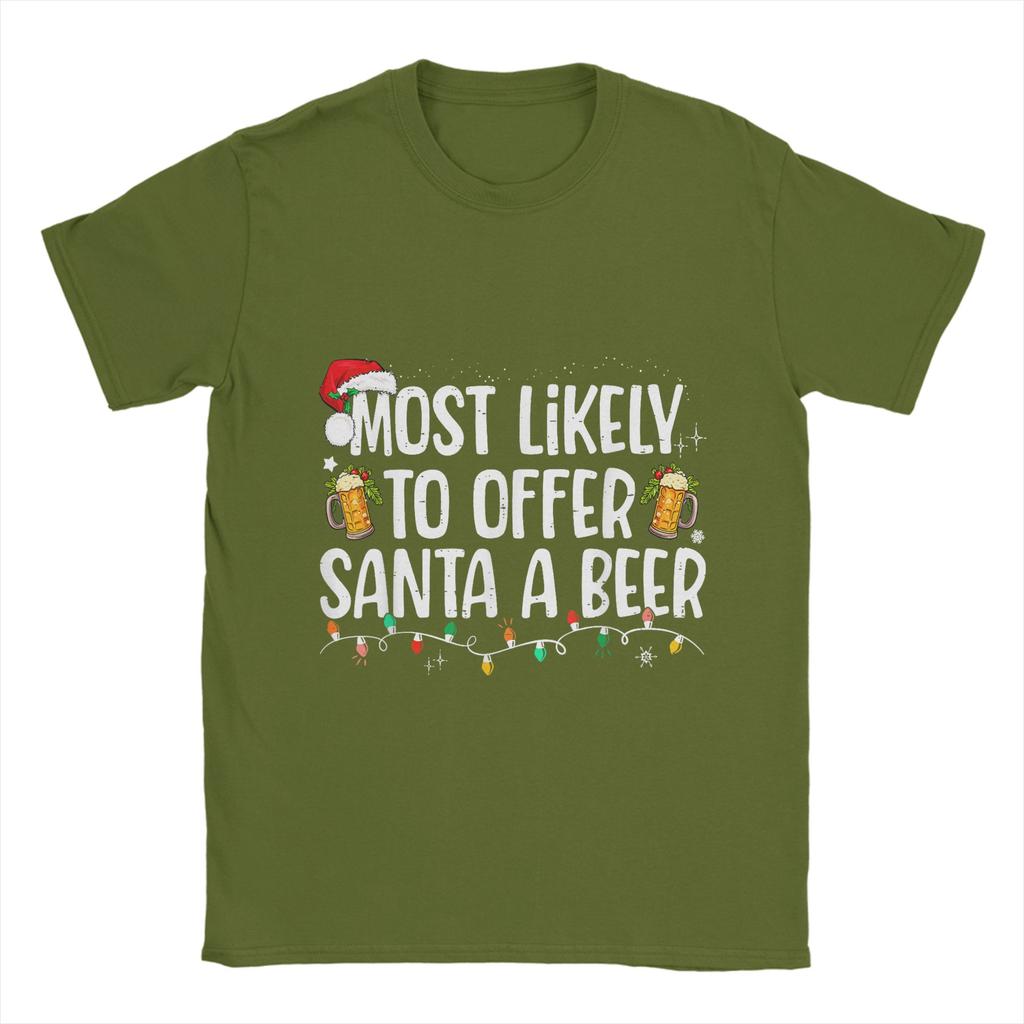 Funny Christmas and beer T-Shirts Men O Neck 100% Cotton T Shirts  Short Sleeve Tees Summer Clothes