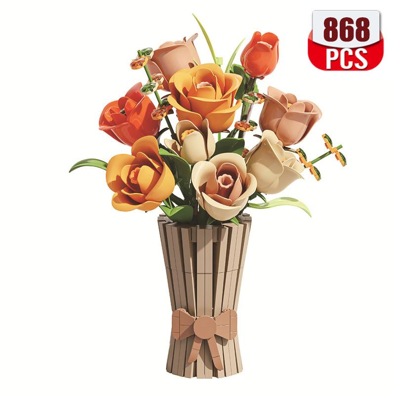 Kreative Rose Orchidee Ewige Blume Topf Pflanzung Bausteine Sonnenblume Lotus Romantische Blumen Steine Spielzeug Valentinstag Geschenk