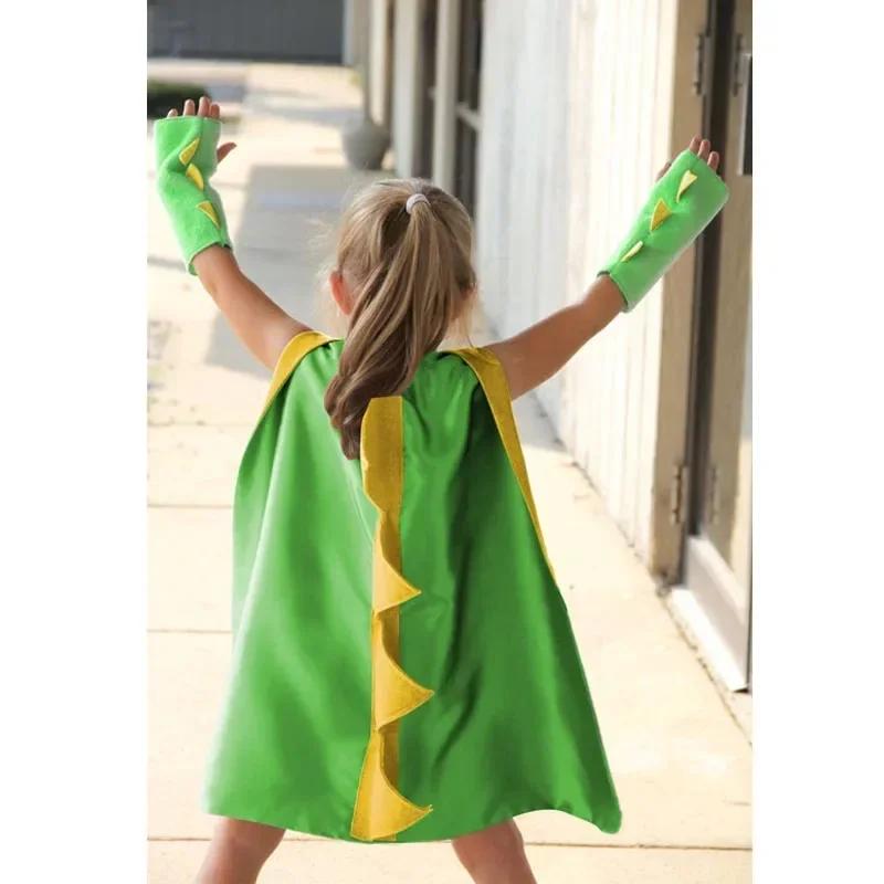 Children Halloween Dinosaur Cloak and Gloves Costume Colors Cosplay Dinosaur Clothes Mask Fancy Cape Birthday Party Dress - Up
