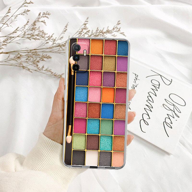 Cosmetics Eyeshadow Palettes Transparent Phone Case for Samsung Galaxy A04 A04S A14 A23 A34 A54 M23 M33 M52 M53