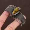 Natural Tiger Eye Gemstone Handmade Copper Wire Wrap Bangle Adjustable Q4r99