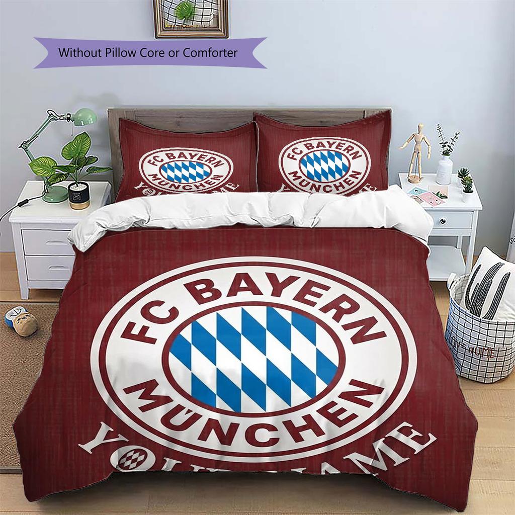 FC Bayern Munchen Custom Name Pattern Bedding,Quilt Set Quilt Cover Pillowcase Home Birthday Gift(1 * duvet cover + 2 * pillowcase, without core)