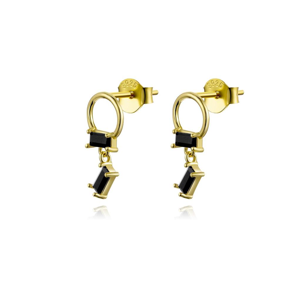 ANDYWEN 925 Sterling Silver Black Zircon Stud Earring Fashion Rock Punk CZ 2023 Jewelry Jewels