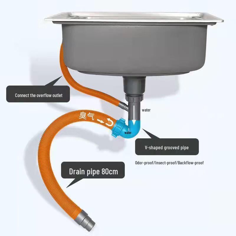 MDNG Integrated Stainless Steel Single Bowl Kitchen Sink