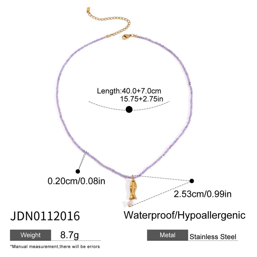Uworld Beach Ocean Vacation Style 18K Gold Color Stainless Steel Sun Starfish Pendant Necklace Natural Stone Bead Necklace Women