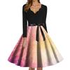 Women's Fashion V-Neck Casual Slim Fit Halloween Printed Long Sleeve Dress