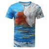 Men Spring Summer Casual Slim 3D Printed Short Sleeve T Shirt Top Blouse