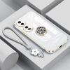 Honor 90 Case Luxury Diamond Ring Cover For Honor 90 Pro 50 70 Lite X9a Phone Case With Flower Lanyard Plating Cases Honor90 5G